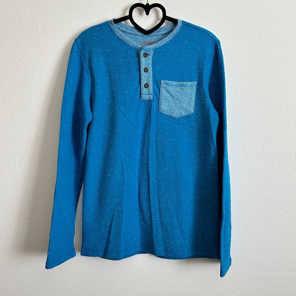 Cat & Jack Blue Single Pocket Long Sleeve Henley Shirt Size XL / 16